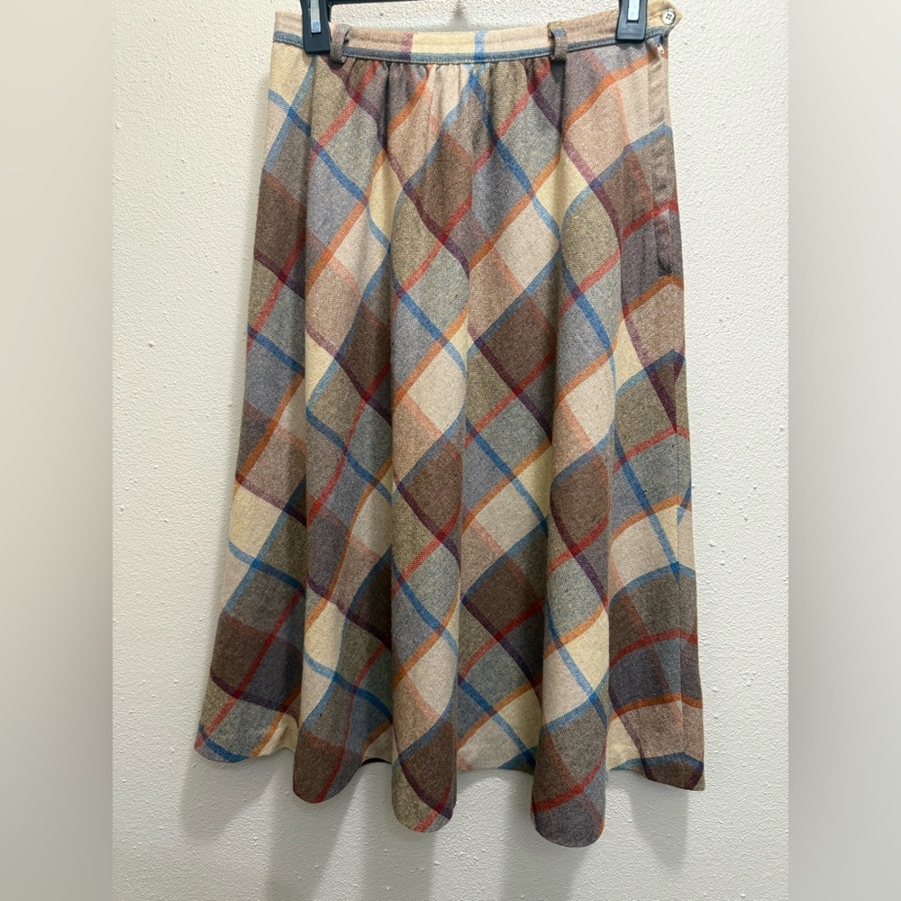 Vintage Plaid Wool Skirt, sz 12
